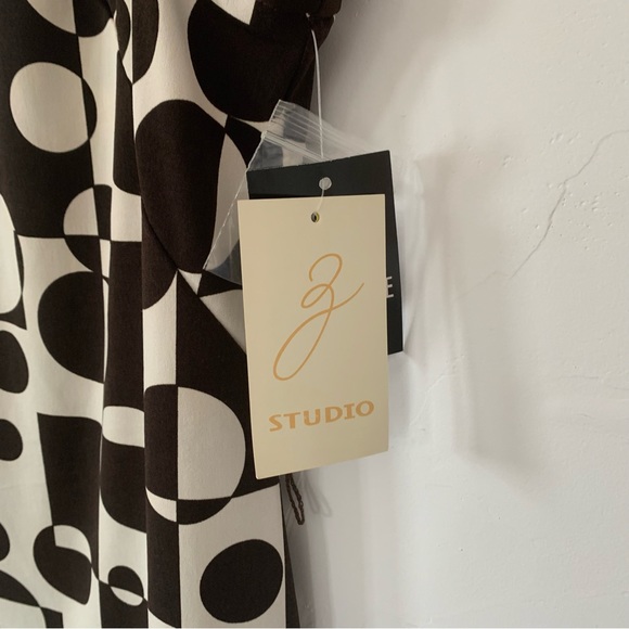 Y2K White & Brown Tunic Tank Top 60s Style Groovy Geometric Print Size 14 NWT - Picture 3 of 5